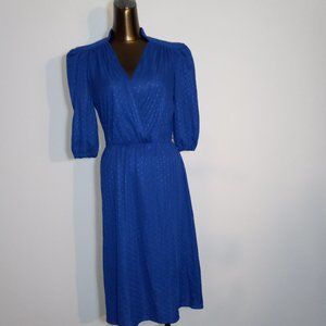 mandarin collar v-neck, polyester-jersey wrap dress, vintage late 1970s - 1980s